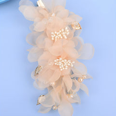 Pink Yarm Flower Hair Clip Duck Billed Clip Alloy Leaf Inlaid Rhinestone
