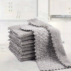 10PCS Bamboo Charcoal Fiber Cleaning Cloths - Highly Absorbent Nonstick Towels