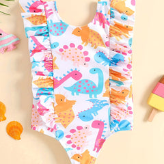 Cartoon Dinosaur One Piece Swimsuit for Summer Fun