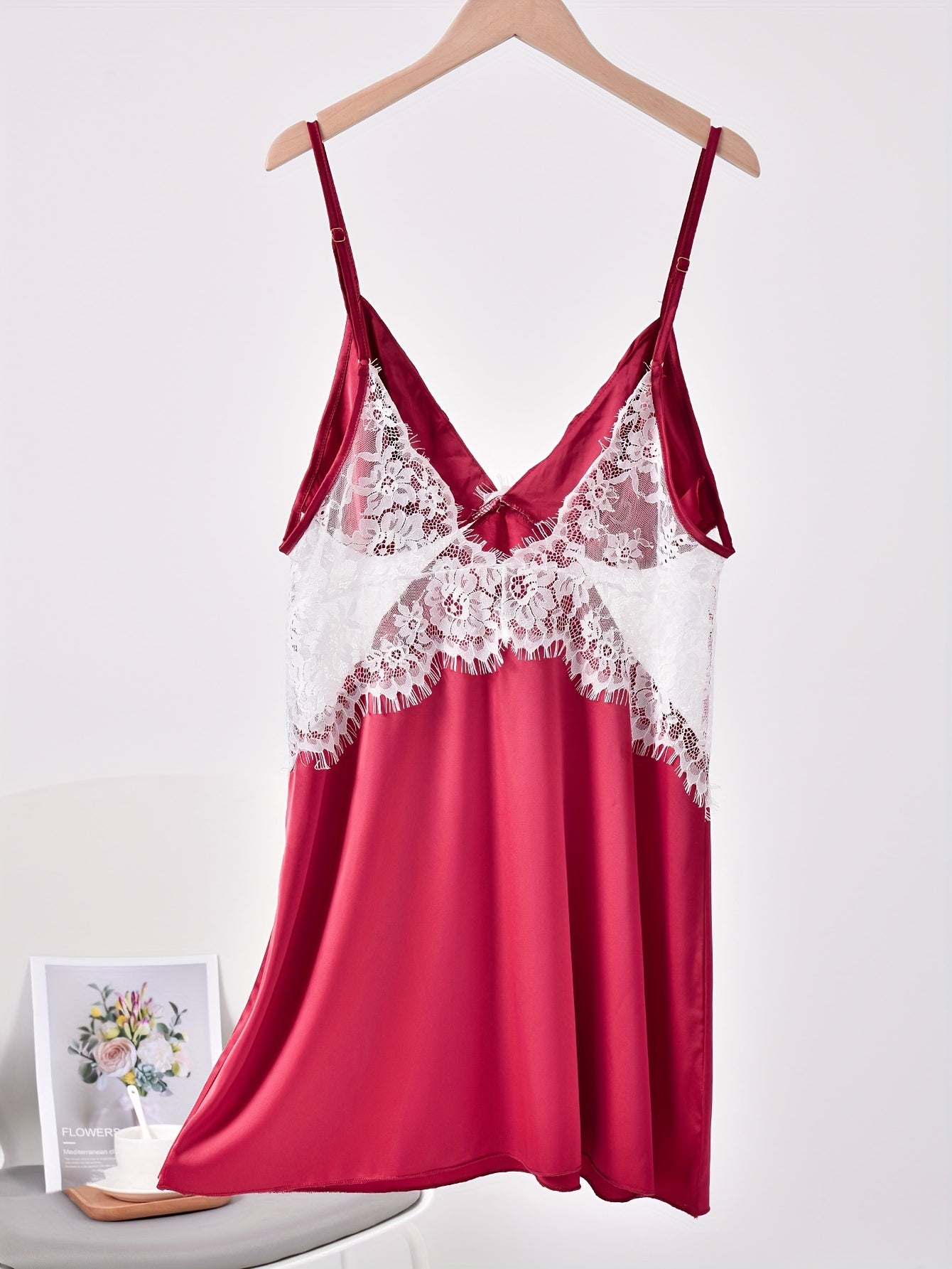 Satin Nightdress V Neck Spaghetti Strap Sleep Dress Women's Sleepwear