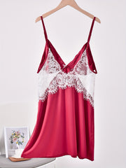 Satin Nightdress V Neck Spaghetti Strap Sleep Dress Women's Sleepwear