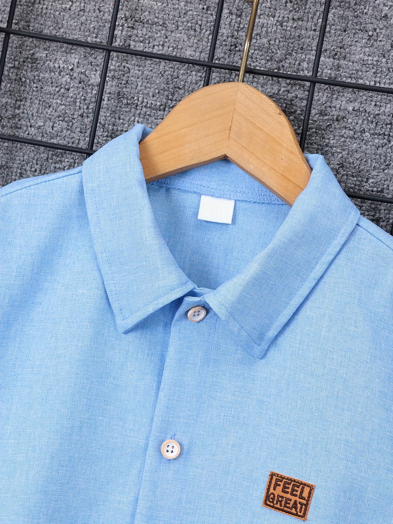 Boys Feel Great Embroidered Shirts Long Sleeve Button Down Tops