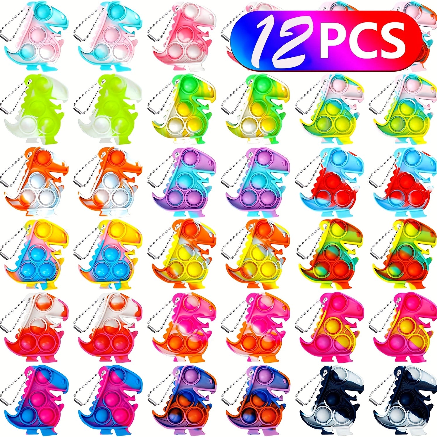 12pcs Random Dinosaur Mini Dino Birthday Party Supplies Fidget Toy Stress Relief
