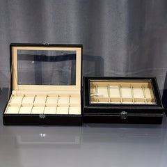 12-Slot Watch Case Large Glass Lid Detachable Pillow Perfect Gift Men Women