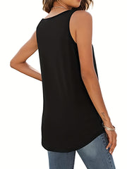 Ruched Tank Top Crew Neck Summer Sleeveless Top Women's Clothing