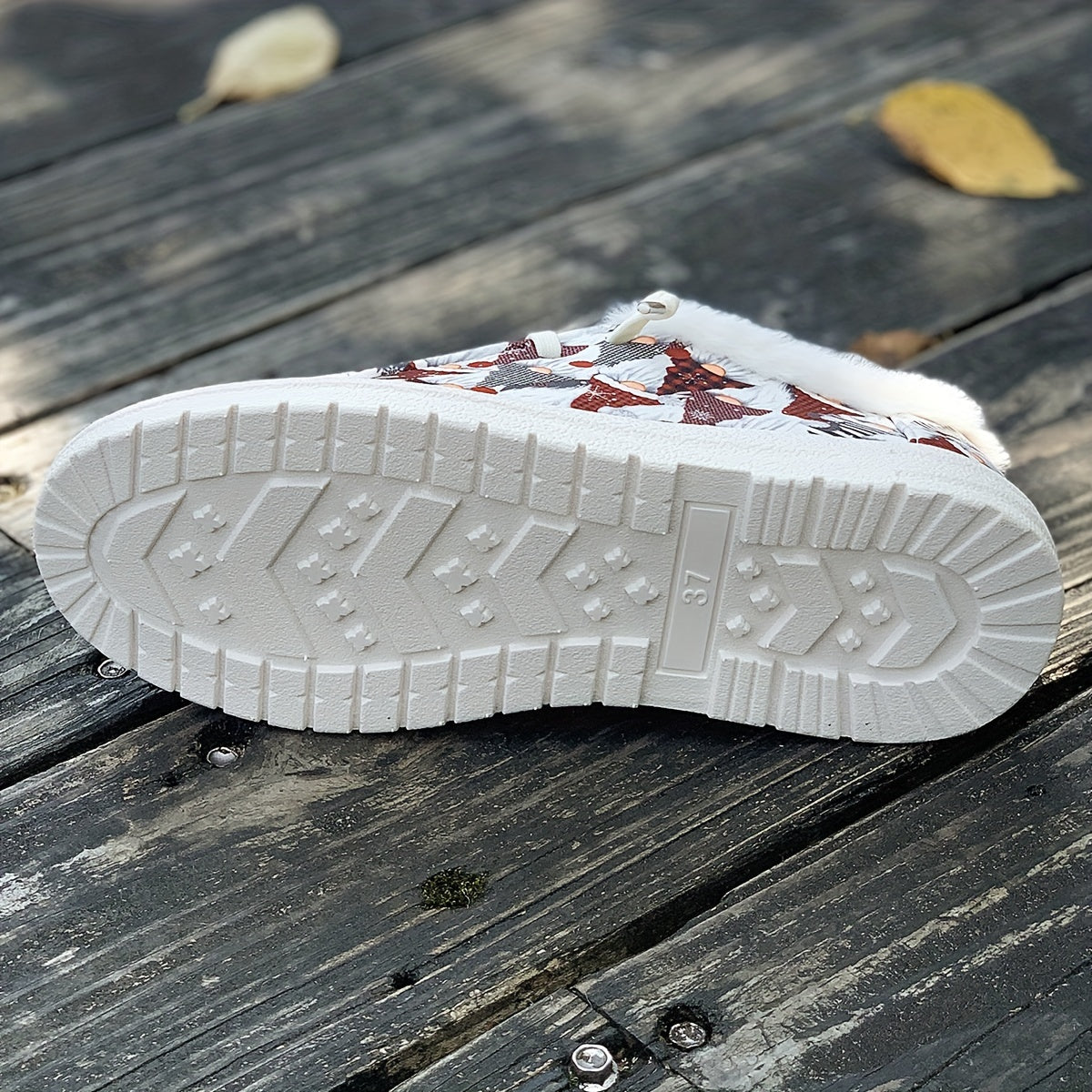 Christmas Santa Claus Print Women's Sneakers Warm Slip On Walking Shoes