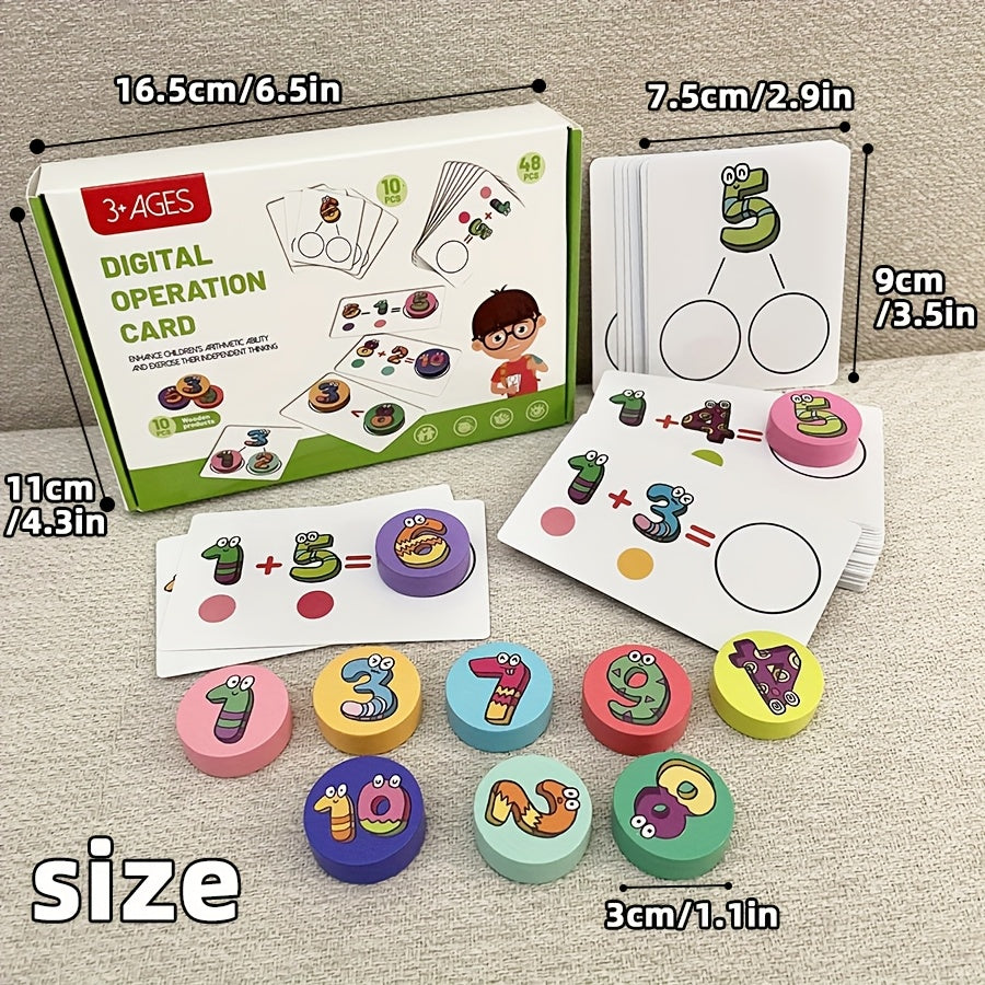 Wooden Number Chess for Kids: Early Math Addition Subtraction Set