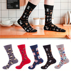 5 Pairs Cartoon Print Socks Soft Mid Tube Women's Stockings