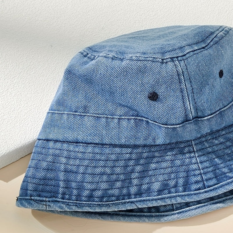Denim Washed Bucket Hat Sunscreen Fisherman Cap for Women
