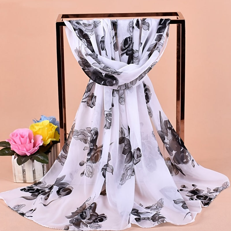 Chiffon Printed Silk Scarf Neckerchief Head Wrap Beach Women Shawl