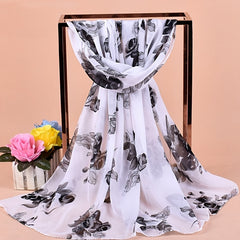 Chiffon Printed Silk Scarf Neckerchief Head Wrap Beach Women Shawl