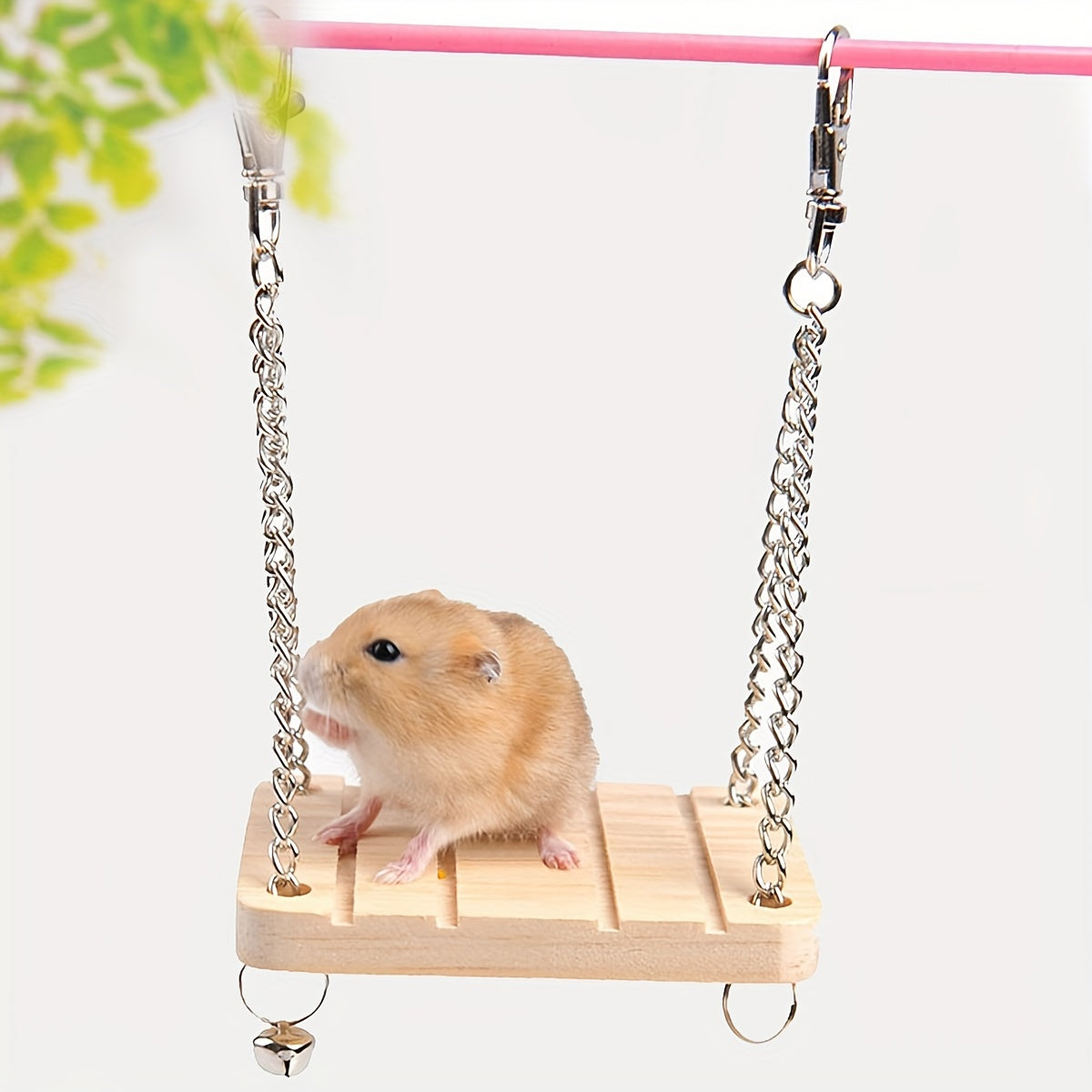 Natural Wood Swing Small Pet Hamster Toy Hanging Chain Swing