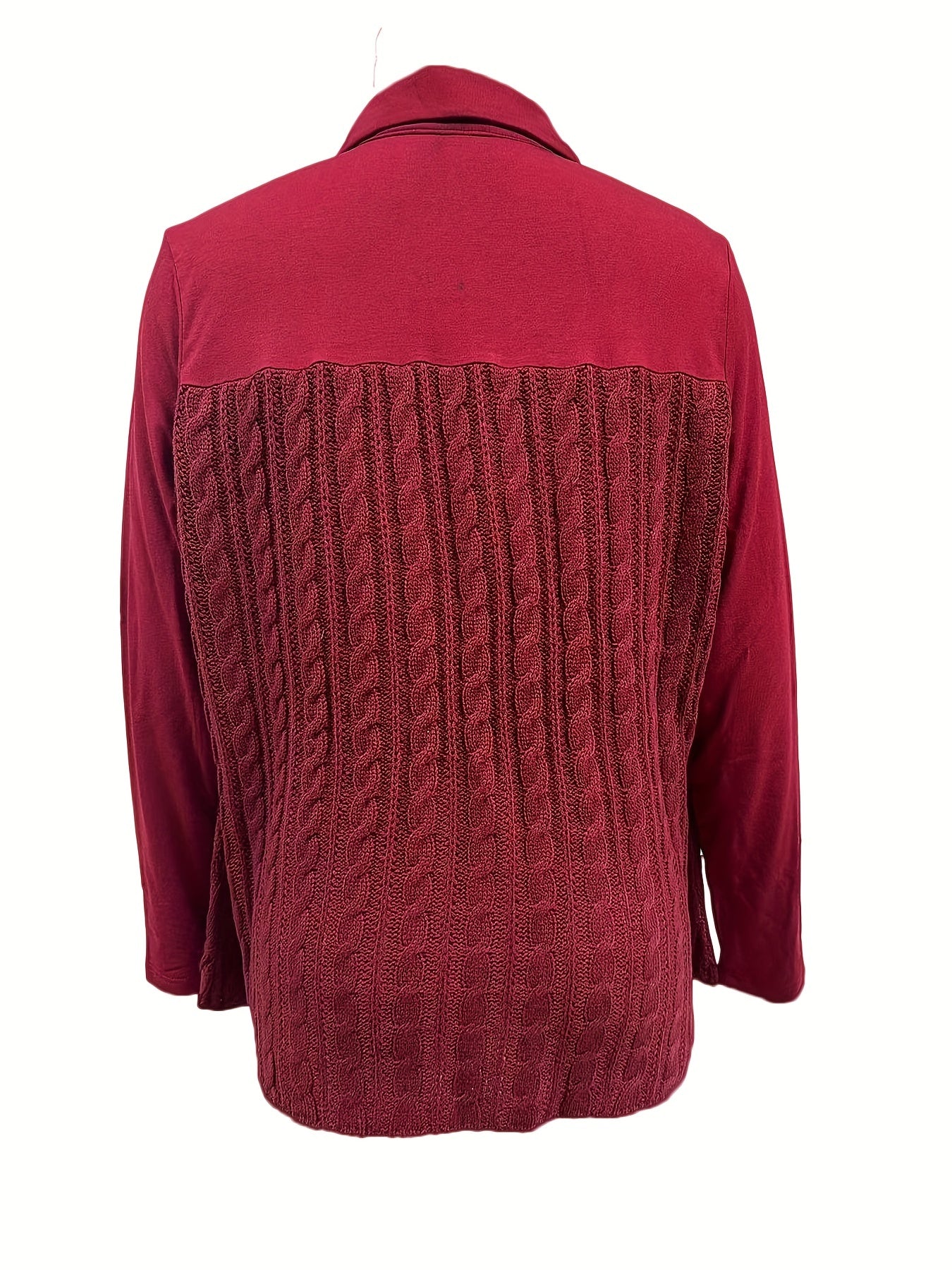  Solid Cable Long Sleeve Button Up Hooded Cardigan