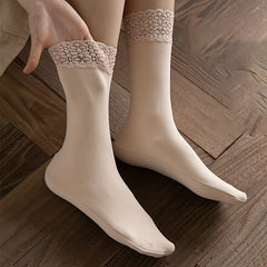 8 Pairs Lace Stitching Socks Comfy Warm Mid Tube Women's Stockings