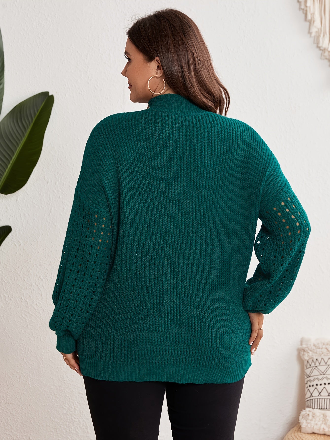  Solid Long Sleeve High Neck Knitted Jumper