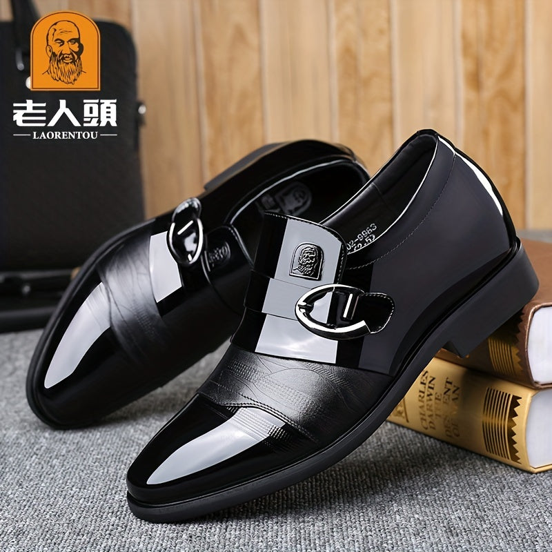 LAORENTOU Men's Leather Elevator Shoes Non Slip Formal for Business Wedding