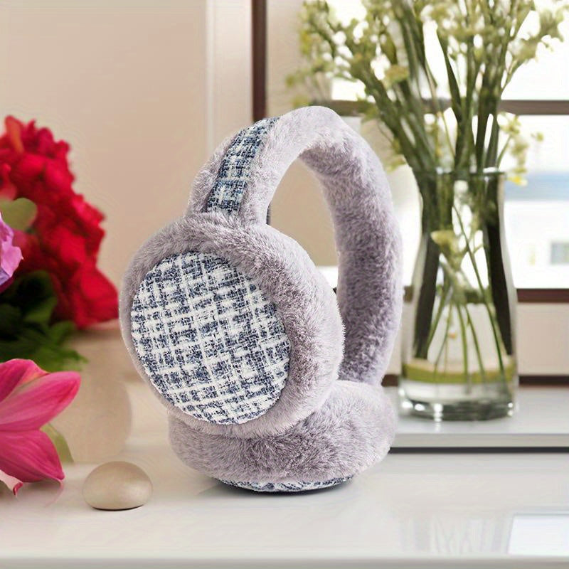 Ultra Soft Plush Foldable Earmuffs - Pastel Pink Beige Brown - Unisex