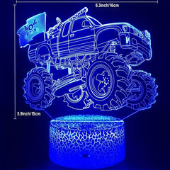 Monster Truck Night Lights 3D Lamp with USB Cable & Remote Control