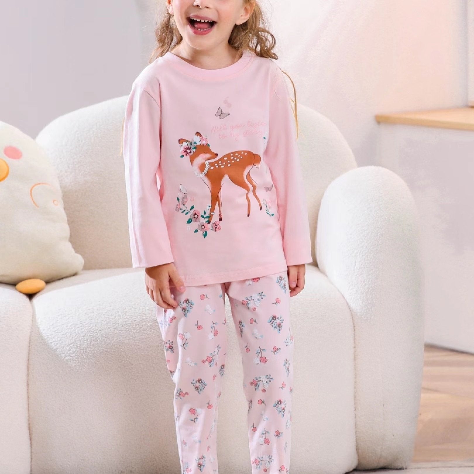 Kids Round Neck Long Sleeve Pajama Set