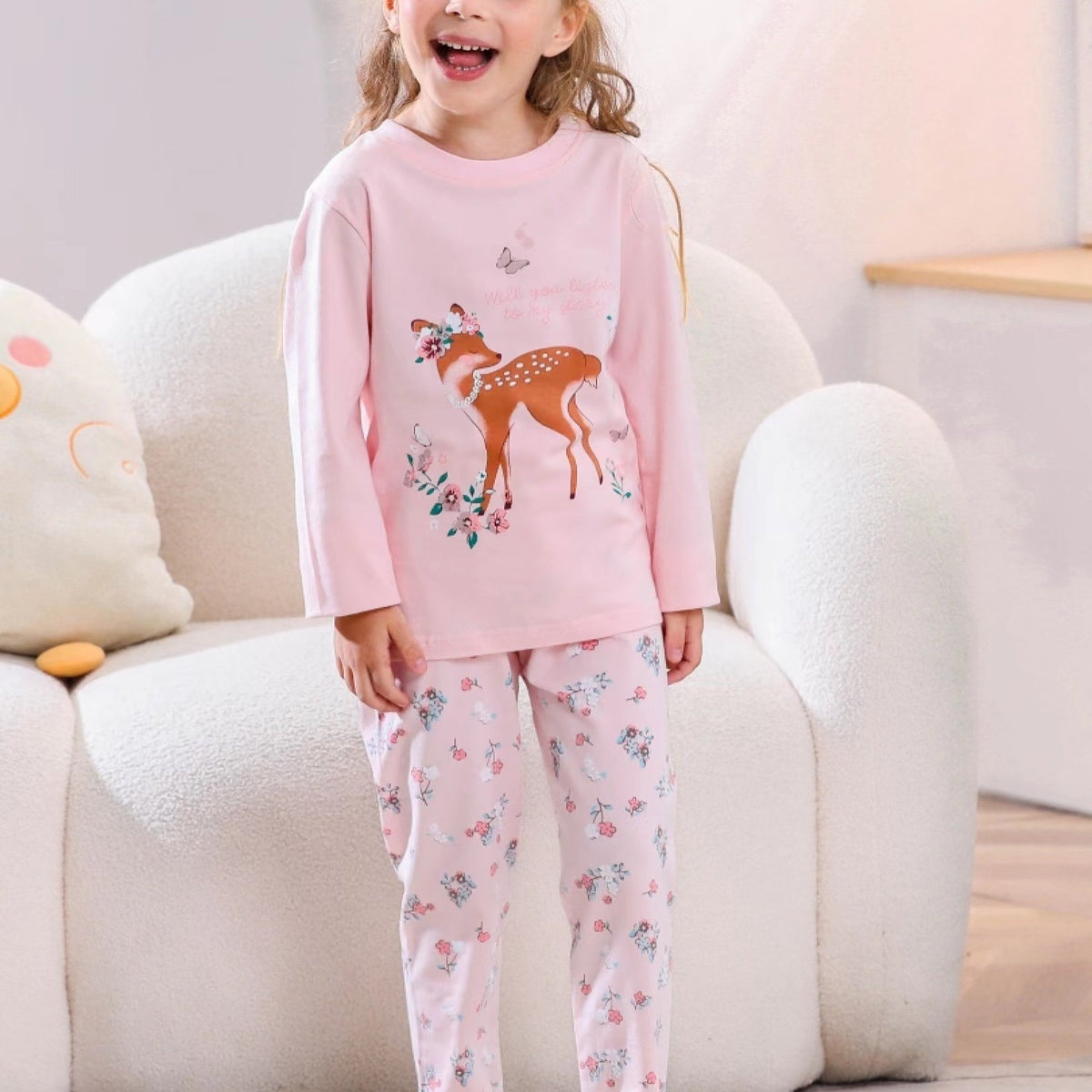 Kids Round Neck Long Sleeve Pajama Set