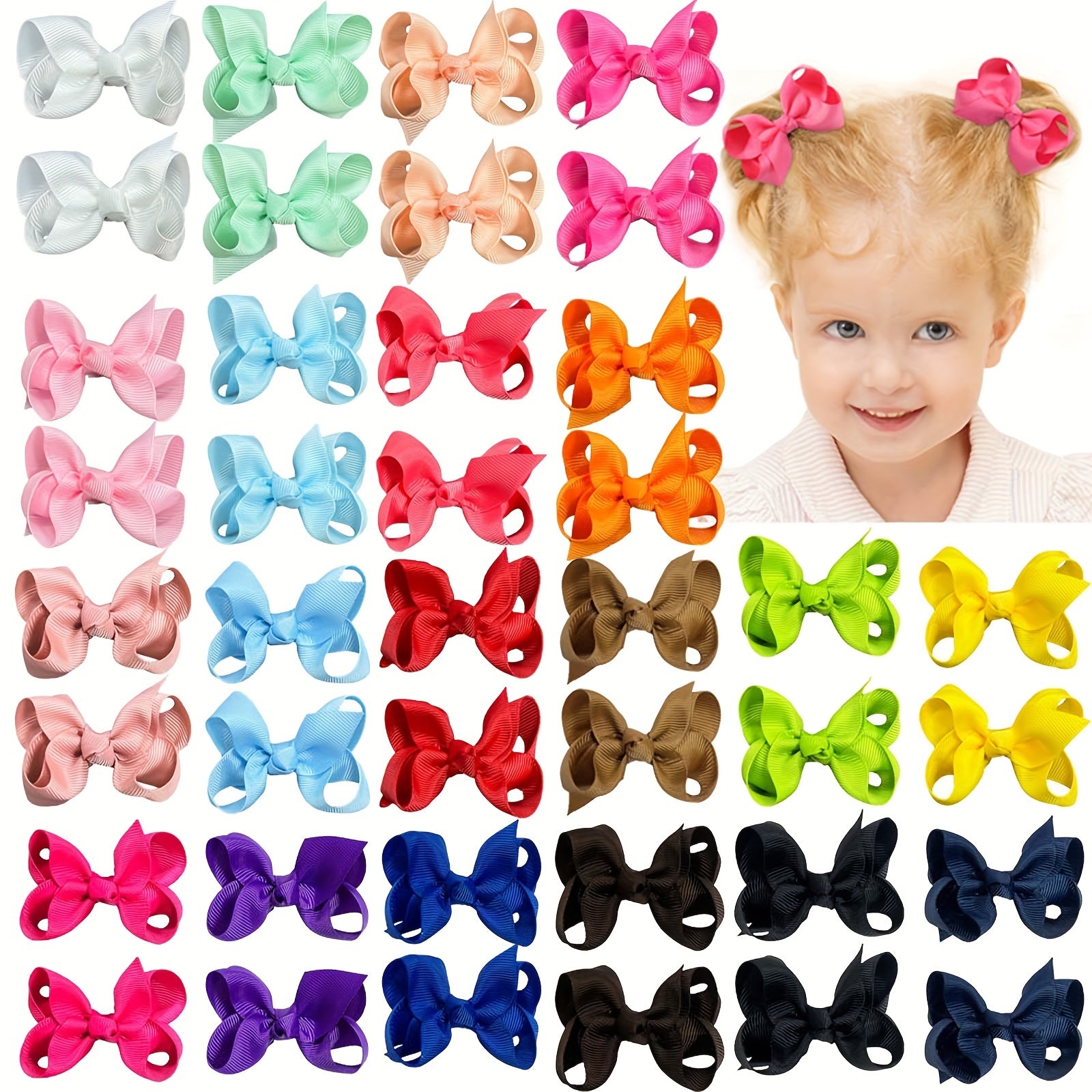 Solid Style Bow Hair Clip for Baby Girls - Duck Billed Clip