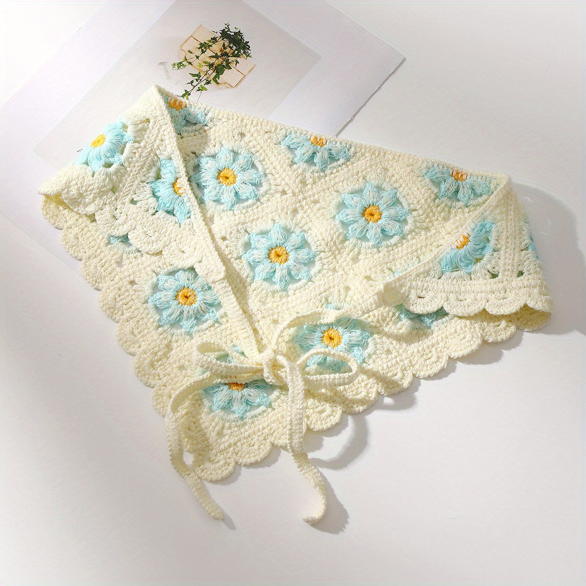 Daisy Crochet Bandana Triangle Headband for Women Girls