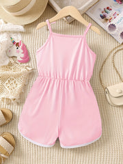 Girls Unicorn Print Bow Straps Cami Jumpsuit Kids Summer Clothes