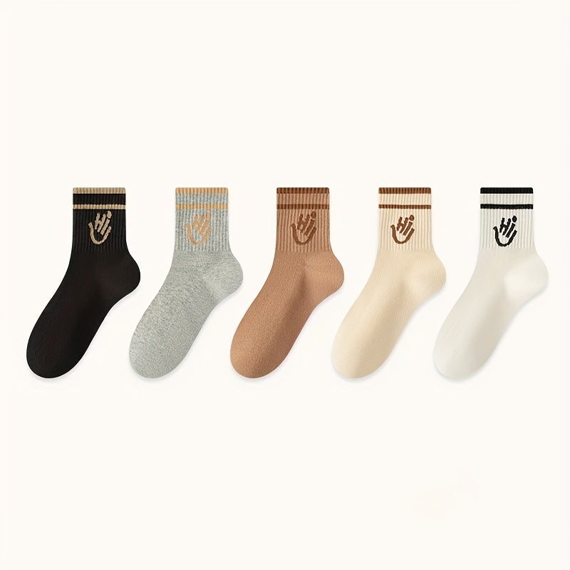 5 Pairs Letter Print Socks Soft Mid Tube Women's Stockings