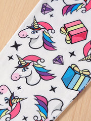 Girls' Unicorn Full Print Skinny Pants Leggings Ankle Length