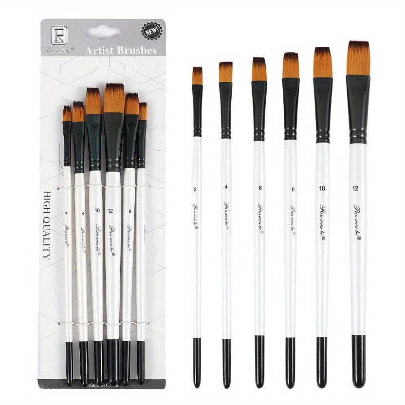 6-Piece Nylon Hair Brushes Set for Watercolor and Acrylic Painting