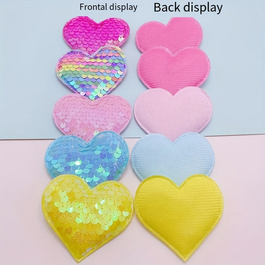 Sequins Heart Shaped Cloth Stickers for Baby Girls