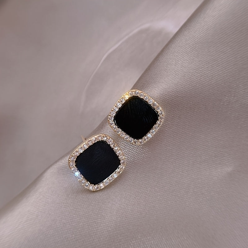 Rhinestone Square Stud Earrings
