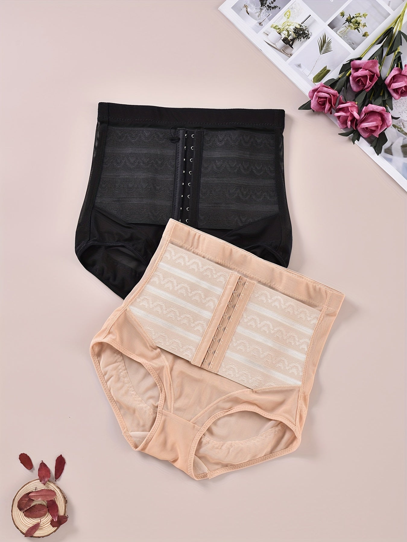 2pcs High Waist Tummy Control Panties Women's Shapewear Underwear