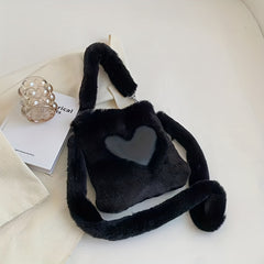 Heart Plush Shoulder Bag Fuzzy Handbag