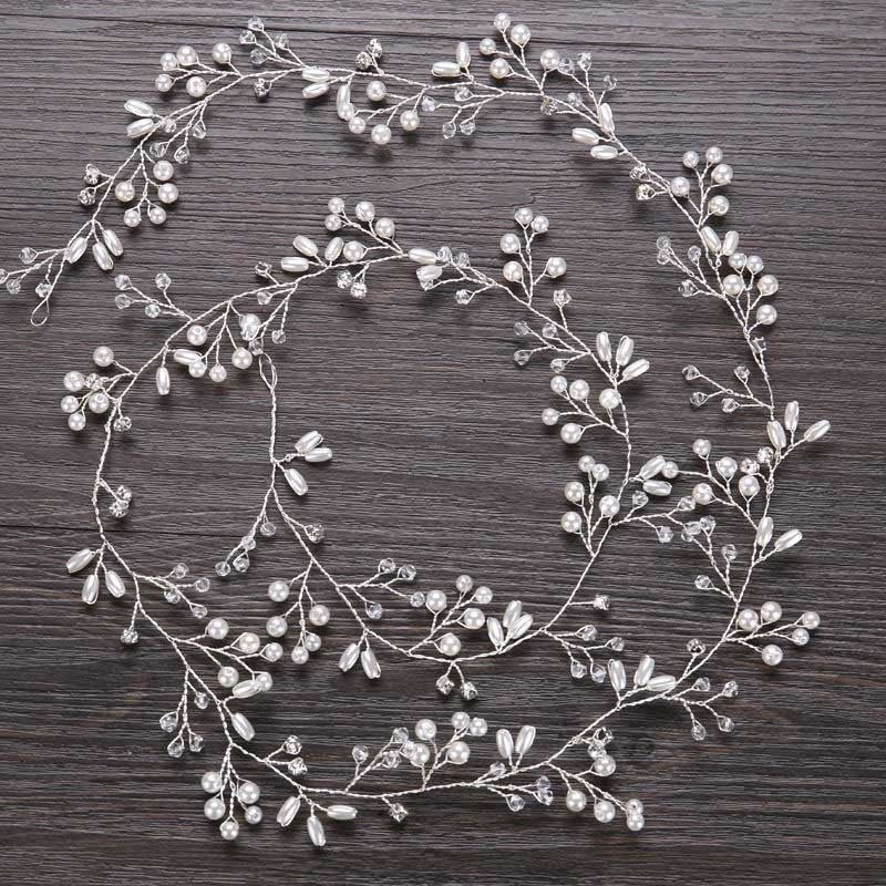 Wedding Bridal Headband Headpieces Crystals Faux Pearls Hair Vine