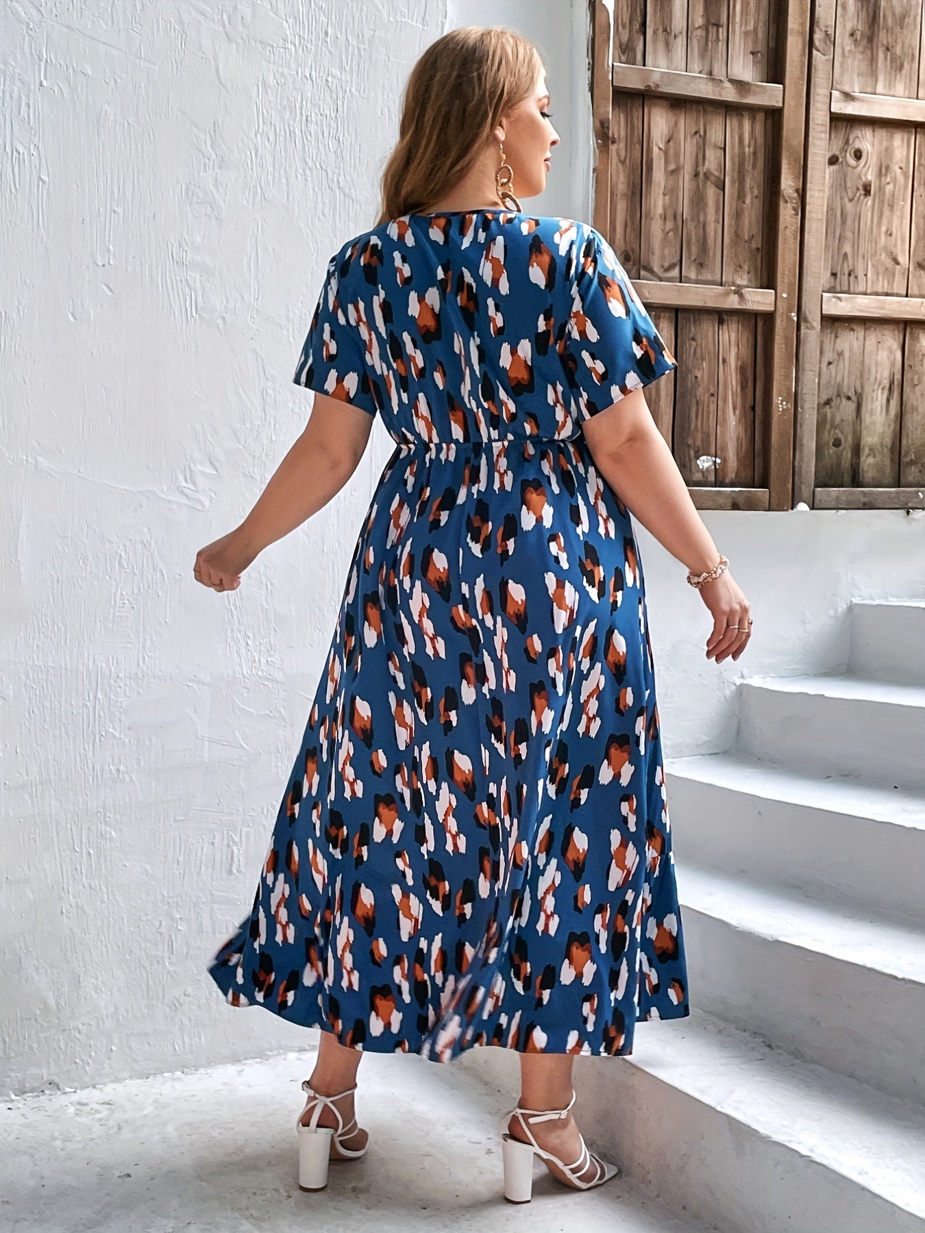  Allover Print Maxi Smock Dress With Belt