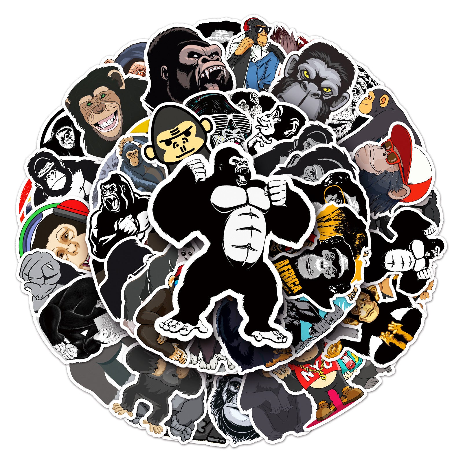 50pcs Orangutan Graffiti Stickers for Water Bottles Luggage Skateboard