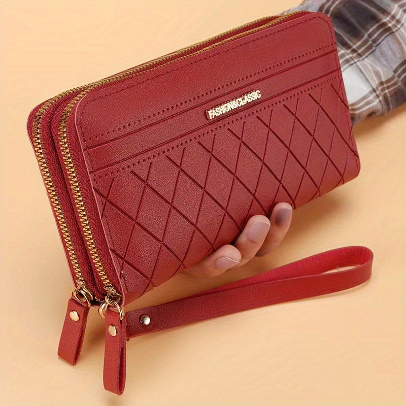 Large Capacity Zipper Coin Purse Clutch Bag with Wristband