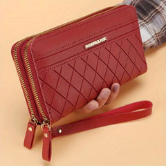 Large Capacity Zipper Coin Purse Clutch Bag with Wristband