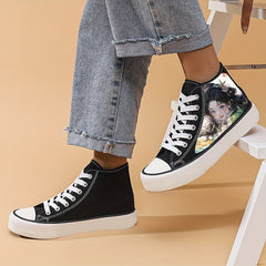 Anime Girl Pattern High Top Canvas Sneakers Lace Up Skate Shoes