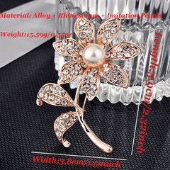 Silk Scarf Buckle with Rhinestone Pearl Brooch