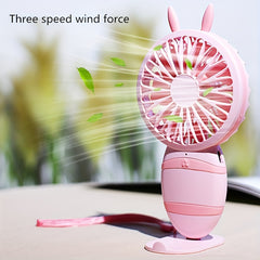 Mini USB Rechargeable Handheld Fan with Phone Holder