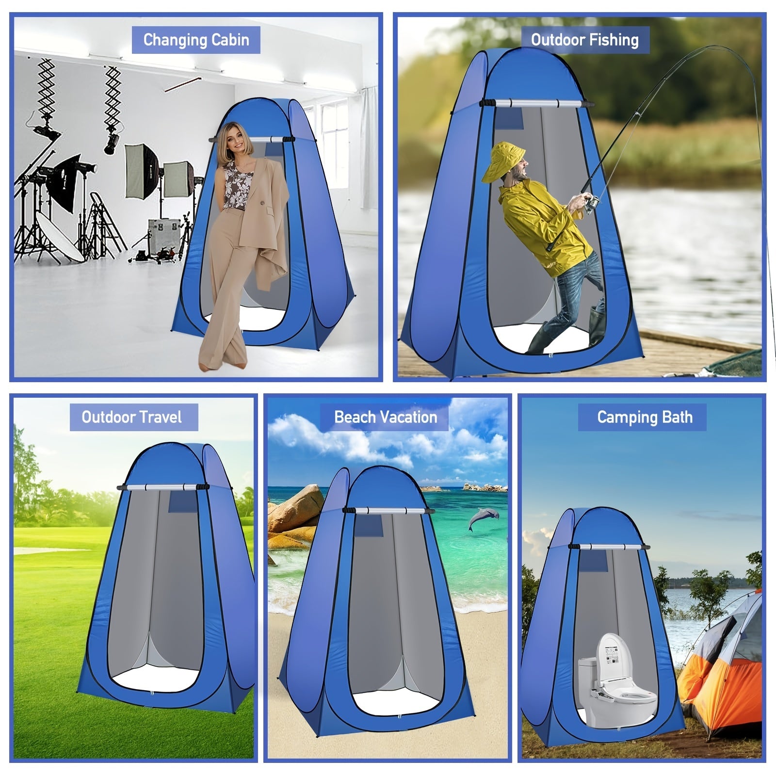 Portable Privacy Shower Tent Camping Toilet Changing Room with Window
