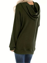 Solid Kangaroo Pocket Hoodies Casual Waffle Long Sleeve Sweatshirt