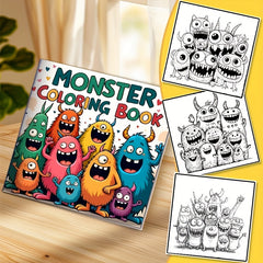 Monster Themed Adult Coloring Book 24 Pages Single Sided Prints