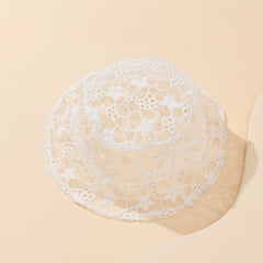 Floral Embroidery Bucket Hat Mesh Sunscreen Basin Hat Women