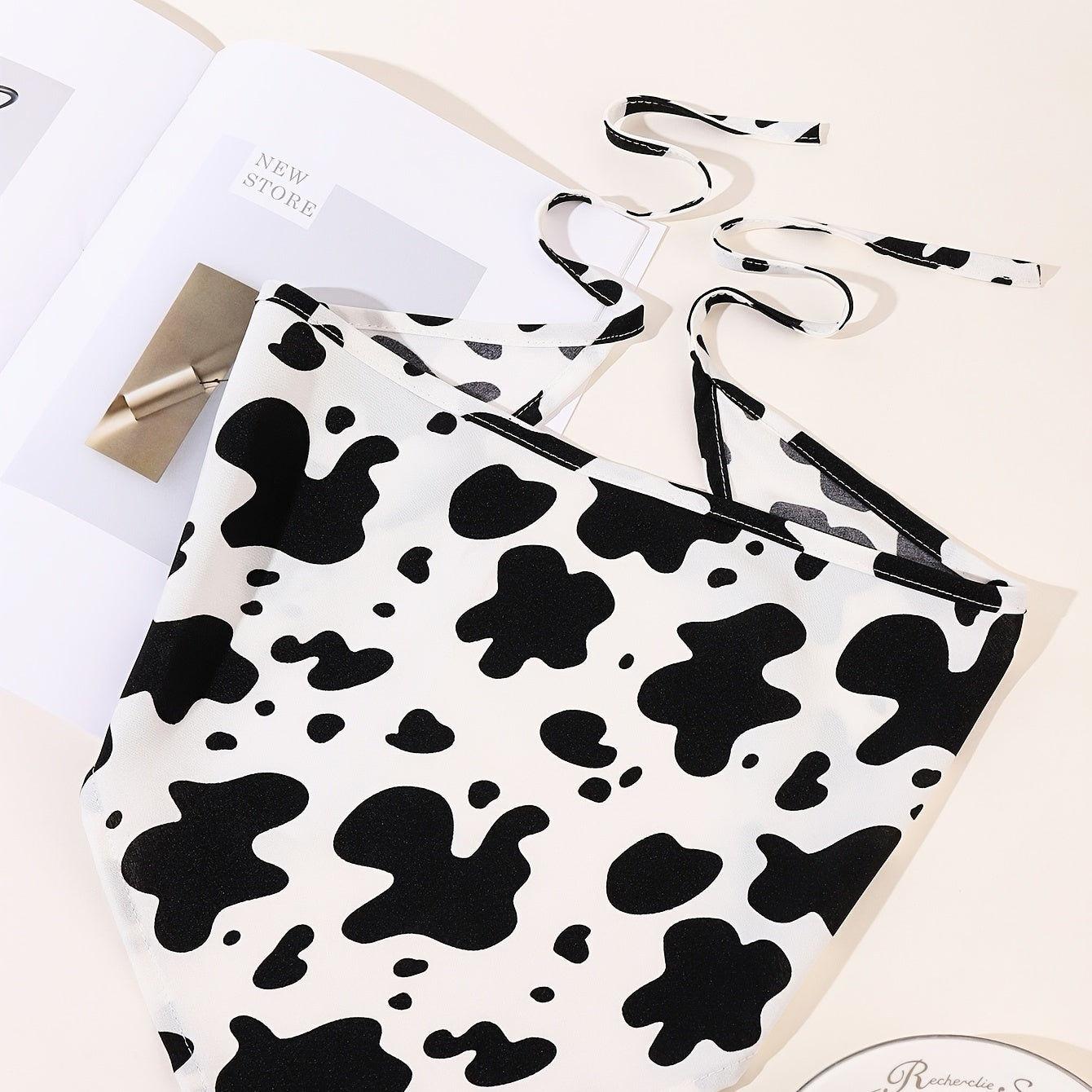 Cow Print Kerchief Dustproof Bandana Hair Accessories