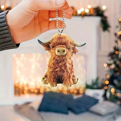 Highland Bull 2D Acrylic Car Pendant - Add Vitality to Your Car