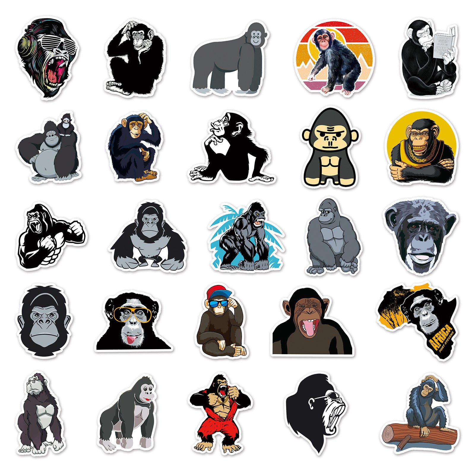 50pcs Orangutan Graffiti Stickers for Water Bottles Luggage Skateboard