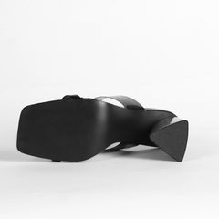 Women's Block Heeled Sandals Square Toe Double Strap Heels